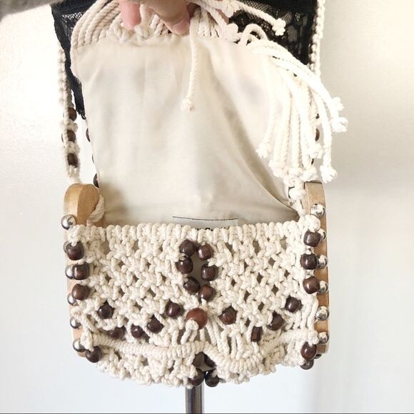 New Straw Studio Macrame Flap shoulder bag NWT - Picture 7 of 9